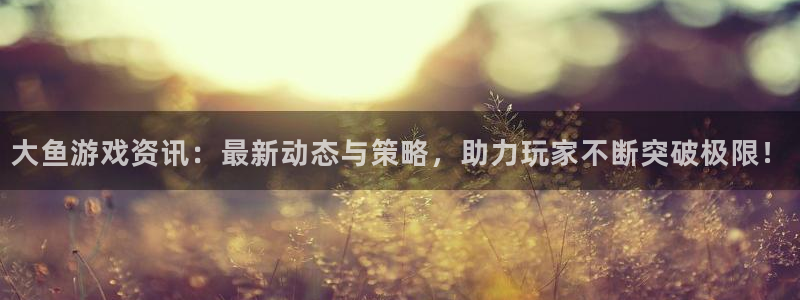奇亿娱乐什么意思：大鱼游戏资讯：最新动态与策略，助力玩家不断